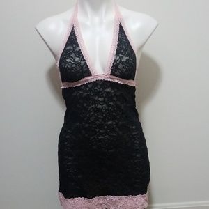 VS The Lacie Black Lace V-Neck Sexy Lingerie